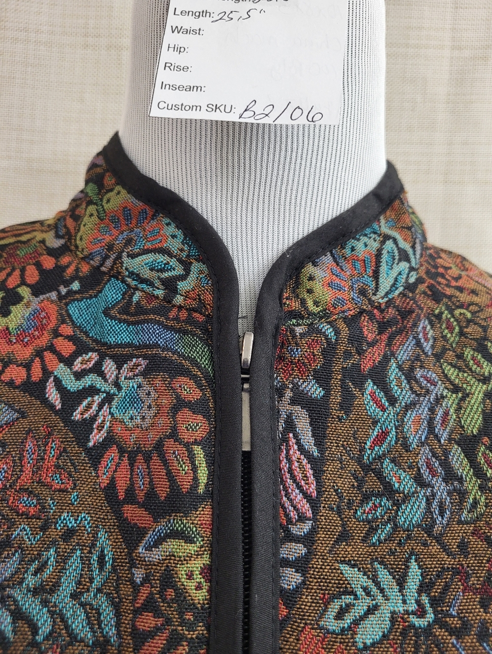 BonWorth Paisley Floral Tapestry Jacket Full Zip Women’s Vtg Size Medium Boho - Picture 7 of 11